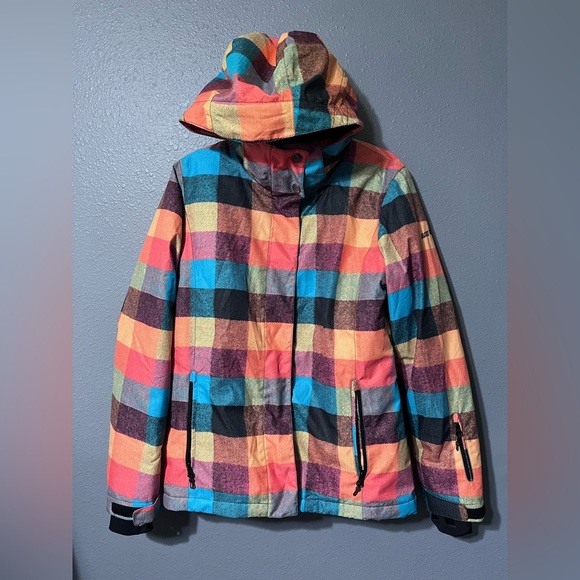 GSOU SNOW Ski Jacket Warm Winter Snow Coat Plaid Unisex Sz M 10K Regular Fit EUC - Picture 1 of 10